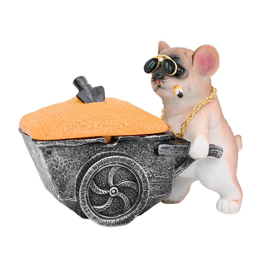 Exklusiver Hunde-Aschenbecher Kreatives Wohnaccessoire & Deko für den Schreibtisch. Lustige Miniaturstatue bruchsicher aus Harz leicht zu reinigen. Braun einzigartiges Desktop Highlight