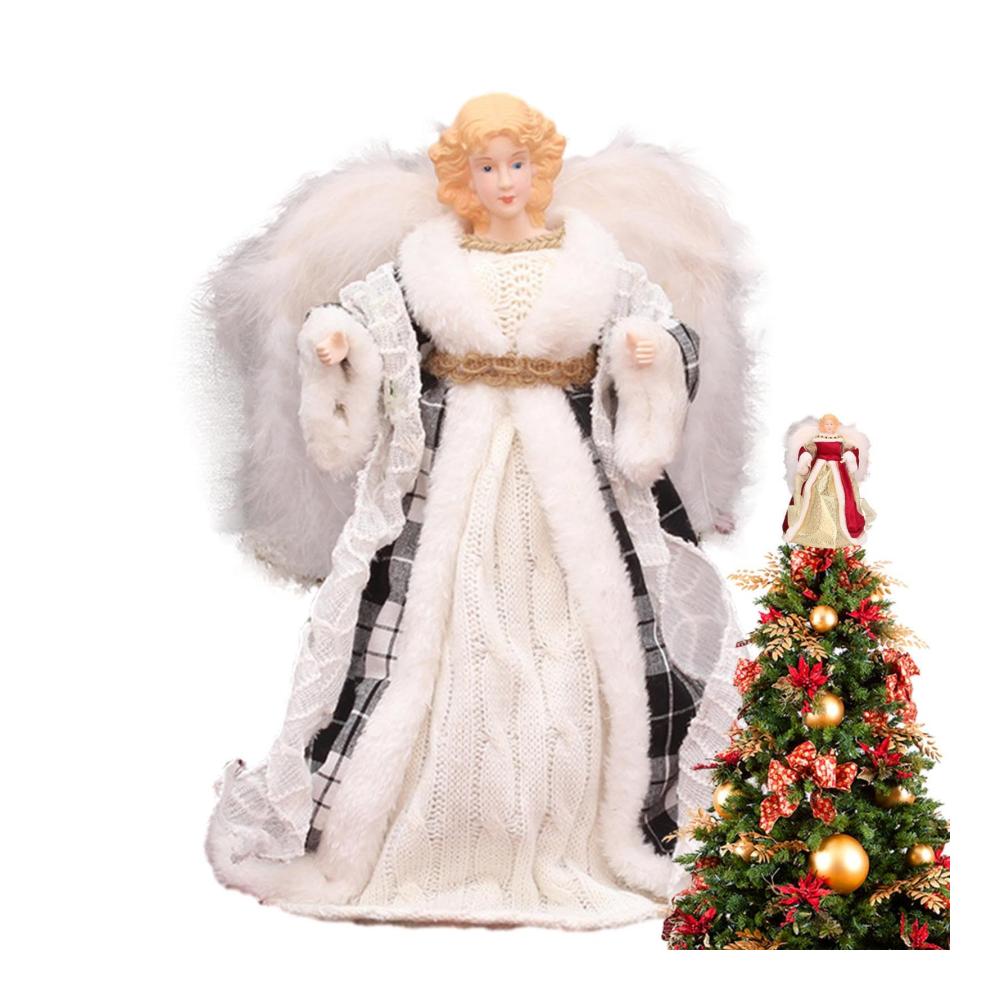Verzaubern Sie Ihren Weihnachtsbaum mit einem himmlischen Glanz - Spitzen-Engel Baumspitze mit Federflügeln | 708-Zoll-Engel-Figur - Perfektes Festtagsornament