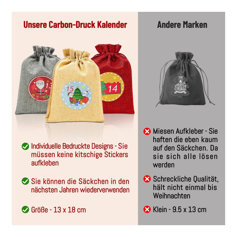 Dekorative Adventskalender 24 einzigartige Weihnachtsüberraschungen | Zum Befüllen und Verschönern | Großformatiger Kalender für