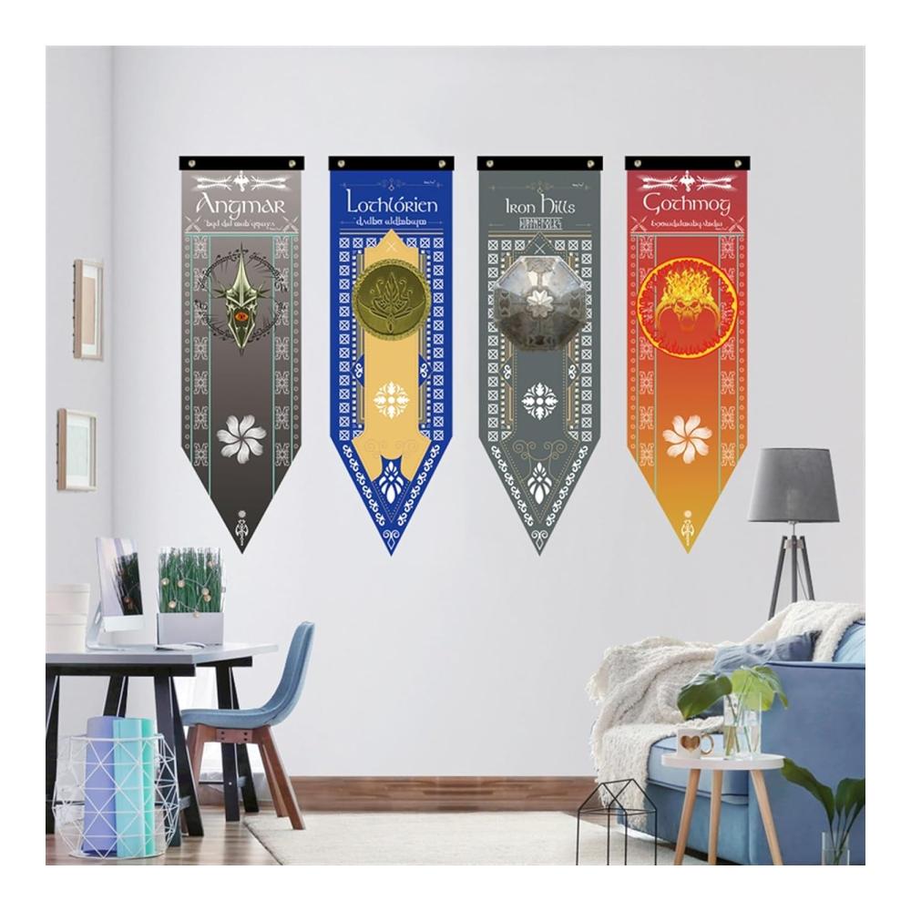 Konfetti Geburtstagsparty-Dekorationen Lotr-Flagge Gothmog Angmar IronHills Lothlorien Smaug Isengard Rivendell Erebor Heimdekoration Banner Dekoration Volant S3 Girlande Luftschlangen Kit für unvergessliche Feiern