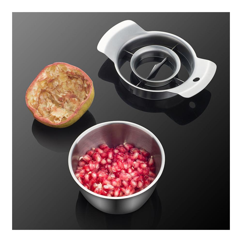 Entfernen Sie mühelos Kerne! Granatapfelöffner & Schäler aus Edelstahl mit Schüssel. Präzises Granatapfel-Entkernungsgerät - Leicht zu bedienen leicht zu reinigen. Perfekter Küchenhelfer für sauberes und schnelles Entkernen. Genießen Sie frische Granatäpfel ohne Aufwand