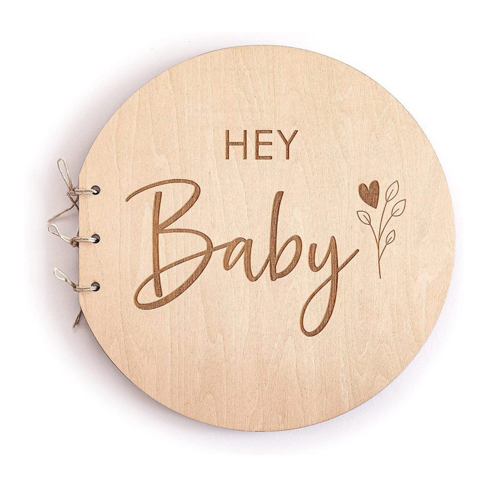 Entzückendes Holz Gästebuch für besondere Anlässe - Baby Shower Taufe Geburtstag! Kreatives RunFar Shop Design 22cm Alternative zum Ausfüllen. Perfektes Geschenk zur Geburtstag mit 40 Seiten für liebevolle Erinnerungen. Einzigartiges Gästebuch für unvergessliche Momente