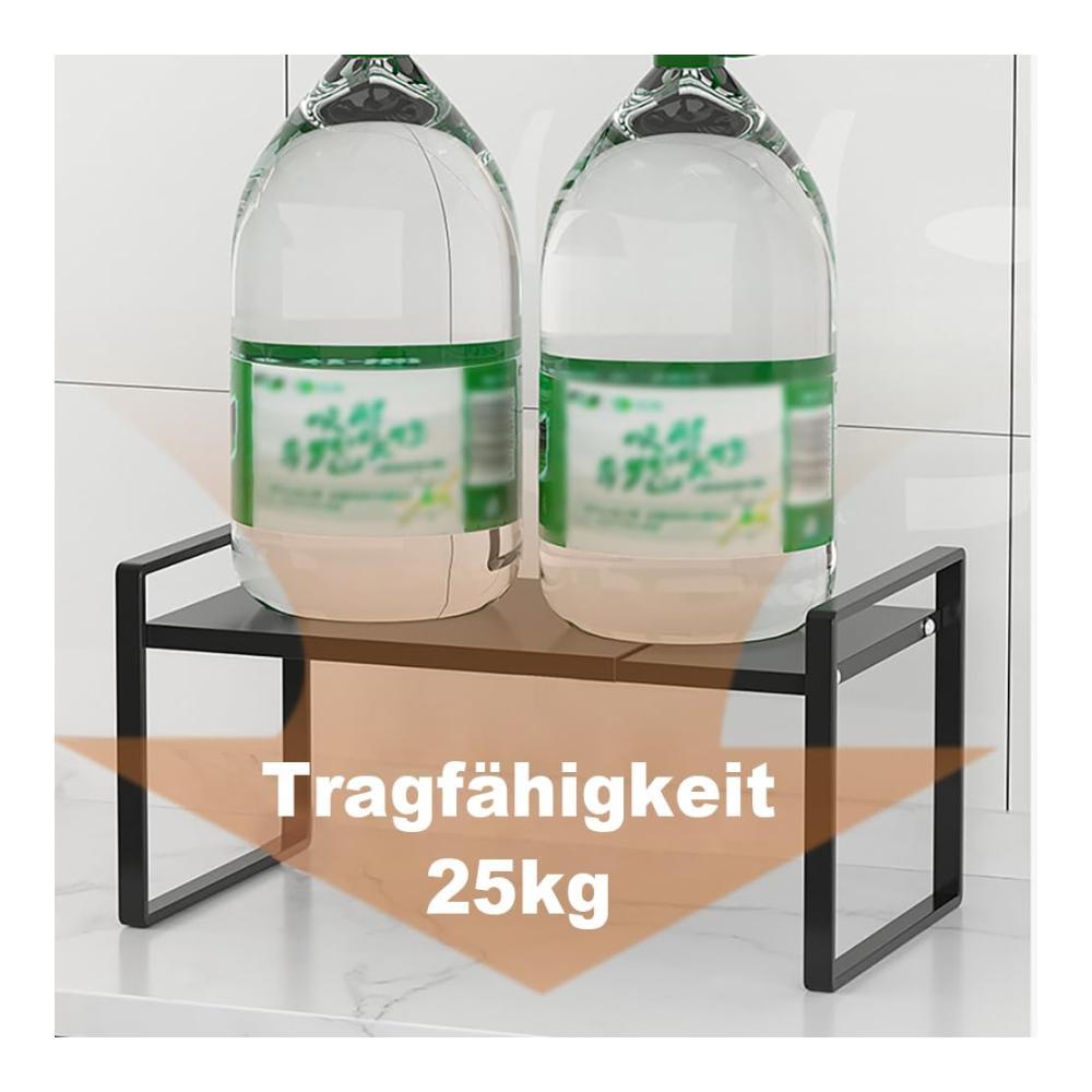 Praktisches Gewürzregal Erweiterbares Schrankregal für Küchenorganisation | Platzsparender Halter für Gewürze & Utensilien | Beige Kücheneinsatz (30-55 * 21 * 25cm