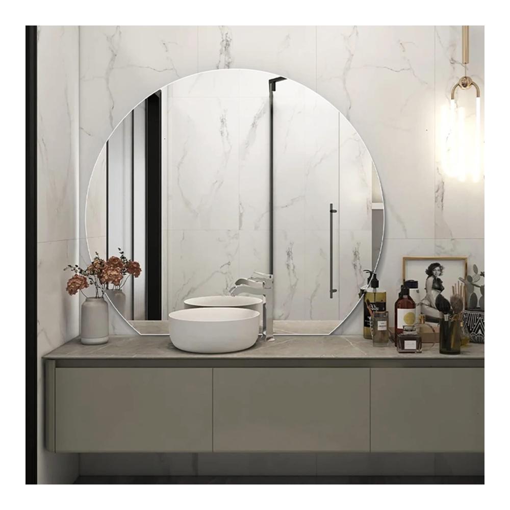 Erleben Sie Eleganz Rahmenloser Wandspiegel für Bad & mehr! Formschöner Schminkspiegel dekorativ & explosionsgeschützt. 50cm/60cm/70cm/80cm Größen. Stilvolles Design sicher geschnitten nach unten/links/rechts. Idealer Blickfang für