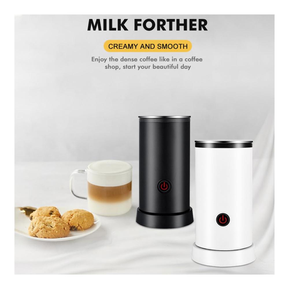 Elektrischer Milchaufschäumer 4-in-1 Deluxe Set - 600 W Leistung 240 ml Kapazität für 8-12 Unzen Heiß- und Kaltmilchschaum geräuschloser Betrieb rutschfester Edelstahl-Milchaufschäumer für perfekte Latte Cappuccino und Macchiato - Innovatives Design für