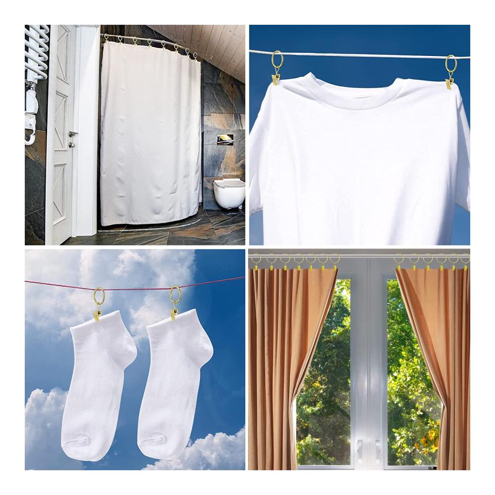 Premium Vorhangringe - 30er Set Starker Metalldekor Fenster Vorhangklammern mit Clip Rostfrei & Vintage - Passend für 1 Zoll Vorhangstangen (Gold) - Stilvolle Wohnraumgestaltung