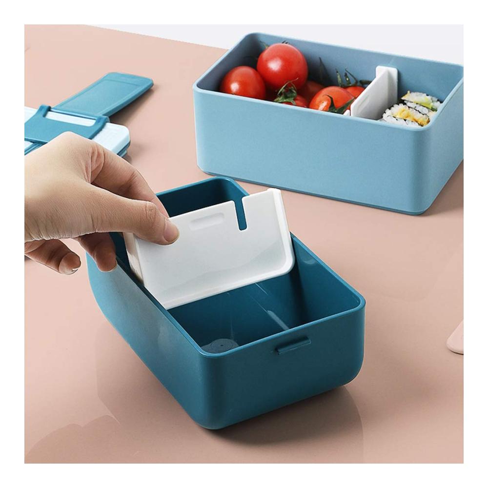 Praktische Lunchbox mit Griffen - BPA-freie Bento-Boxen für Erwachsene und Studenten - 2-lagiger Lebensmittelbehälter mit 900 ml Kapazität - Mikrowellen- und spülmaschinengeeignet (Farbe A Größe