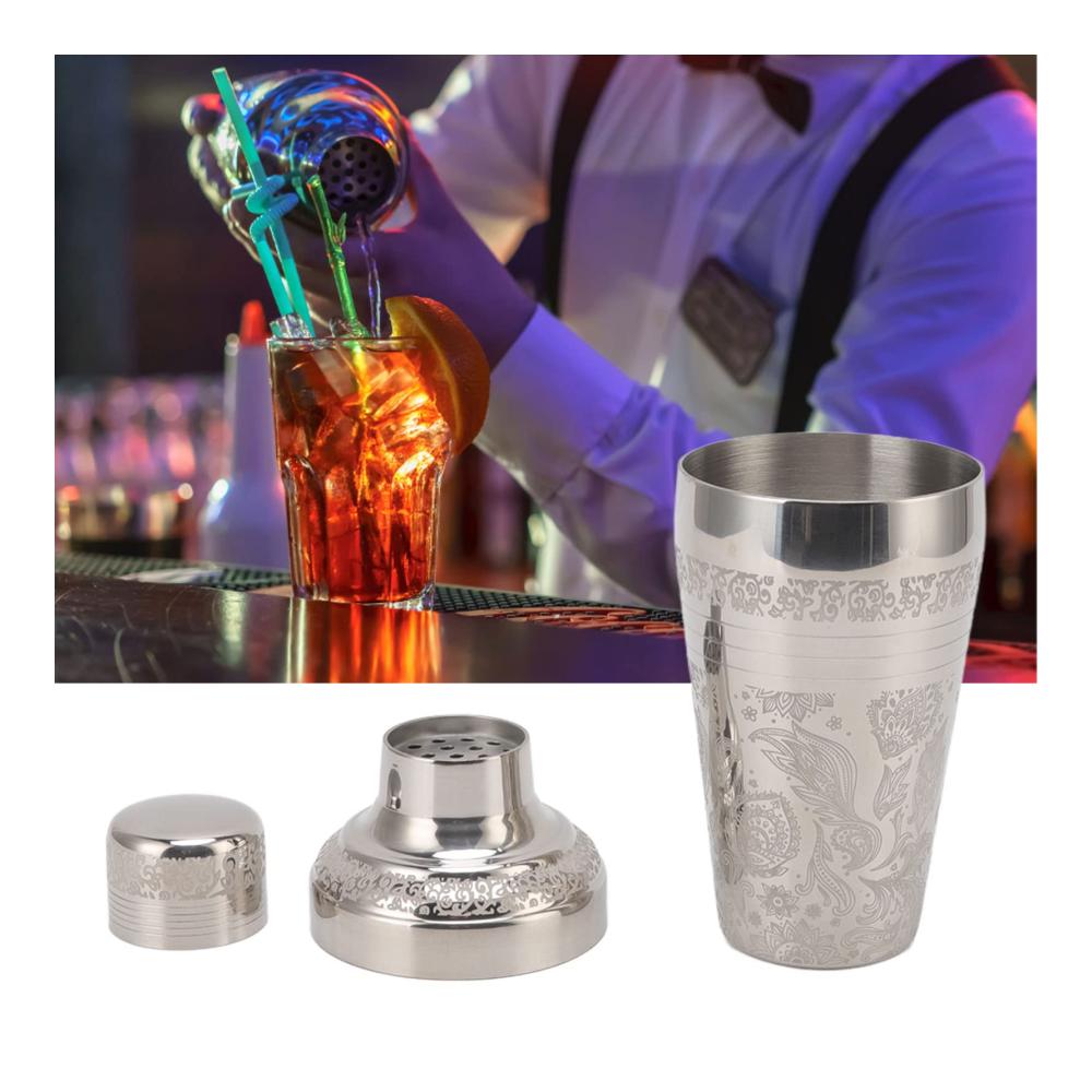 Edelstahl-Cocktailshaker mit Sieb - Barkeeper Martini-Shaker für professionelle Getränke-Mixe - Hochglanzpoliertes Barzubehör im japanischen Stil - 750 ml Kapazität