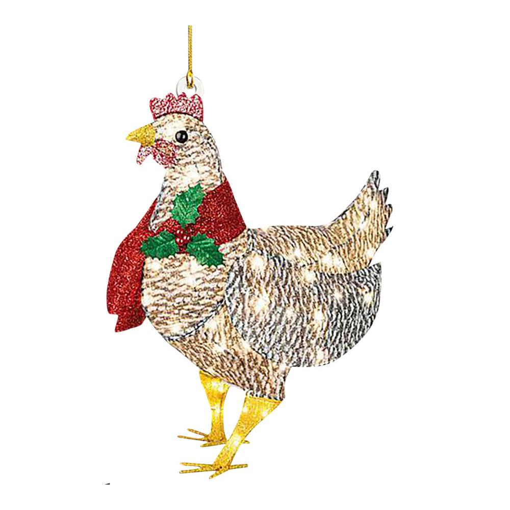 Spitzen 4 Stück Weihnachtsdekorationen Leuchtendes Huhn mit Schal für festliche Feiertage! Perfekte Ergänzung für Ihren Weihnachtsbaum und Erntedankfest