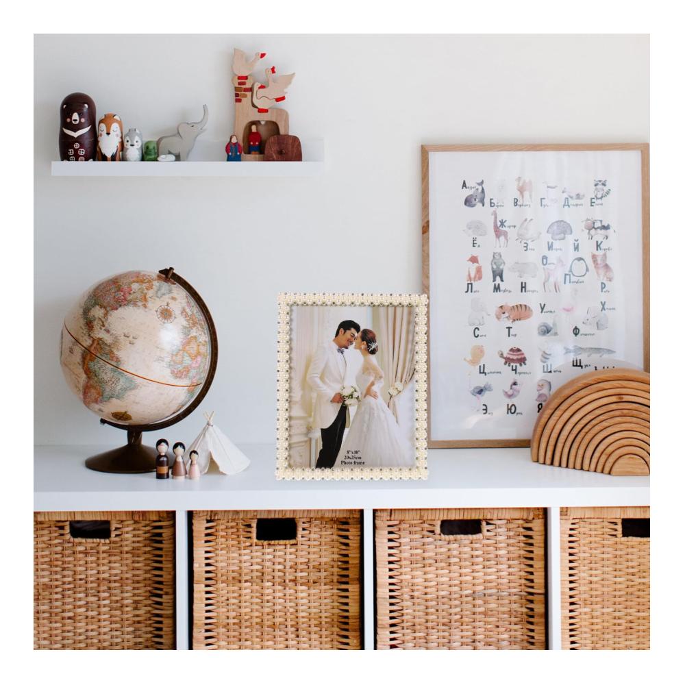 Eleganter Wand- & Tischrahmen Perlen-Bilderrahmen für Hochzeit Geburtstag & Abschlussfeier - Exklusiver Bildhalter als perfektes Fotogeschenk und stilvolles Tischdisplay