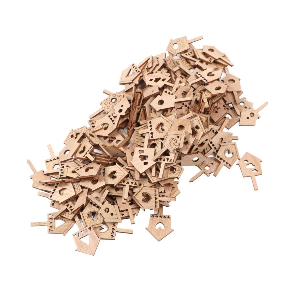 Entdecken Sie die natürliche Schönheit von Unbehandeltem Holz! Holzhaus-Ausschnitt Hell 200 Stück mit abgerundeten Kanten. Vogelkäfig-Ausschnitt für Kunsthandwerk mit klaren Linien. Hochwertiges DIY-Material für kreative Proj