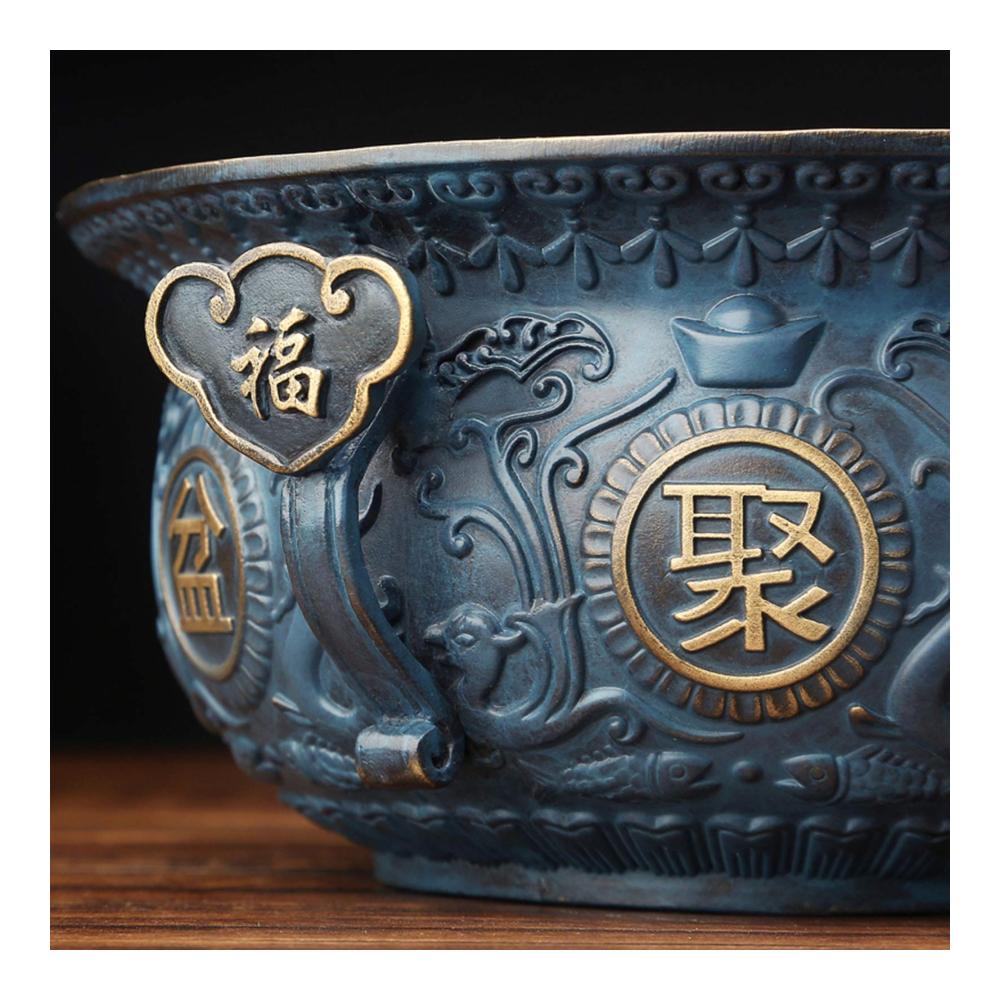 Chinesische Feng Shui Schatzschale Statue Glücksbringer für Reichtum & Harmonie – Perfekte Dekoration für Schreibtisch Einweihung & Eingangsbereich