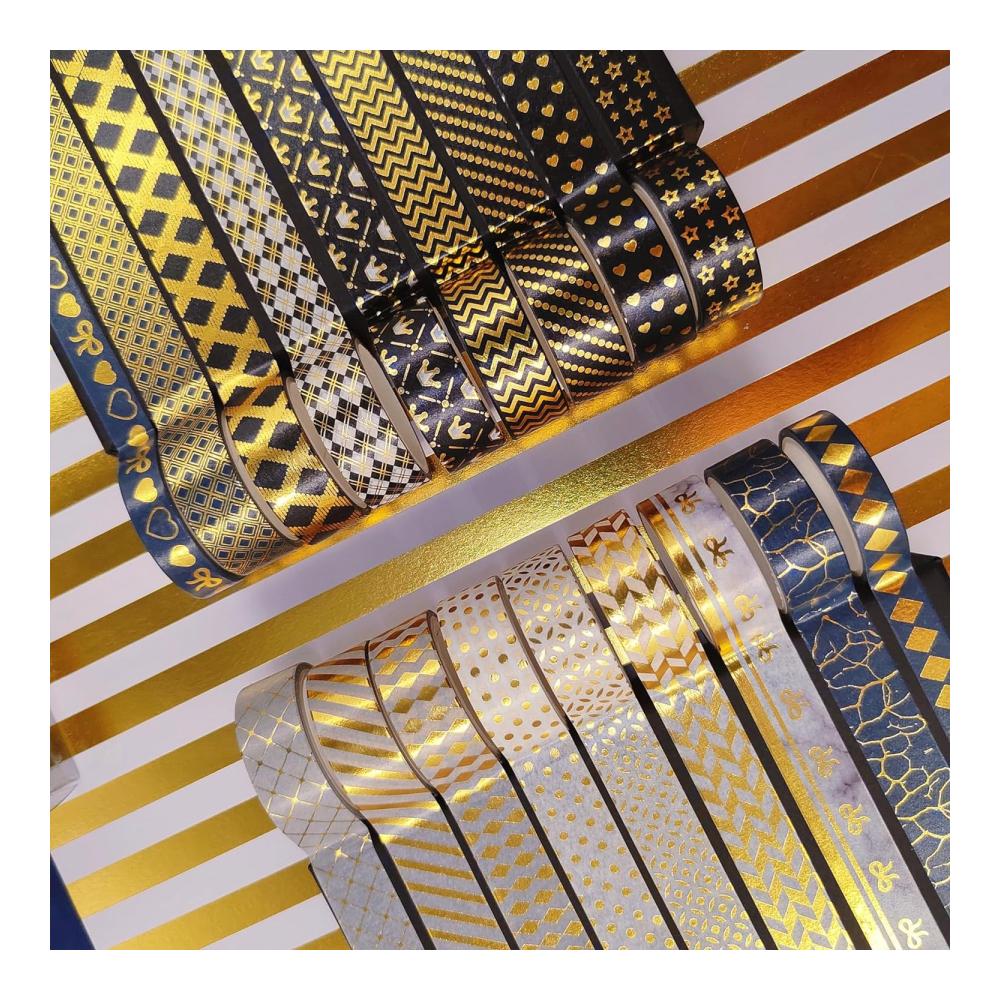 Entdecken Sie das KAVIS 18 Rollen Set Schwarzes Gold Washi Tape | Dekoratives Klebeband für Scrapbooking & Handwerk | Vintage Masking Tape in bunten Designs | Ideal für kreative Projekte