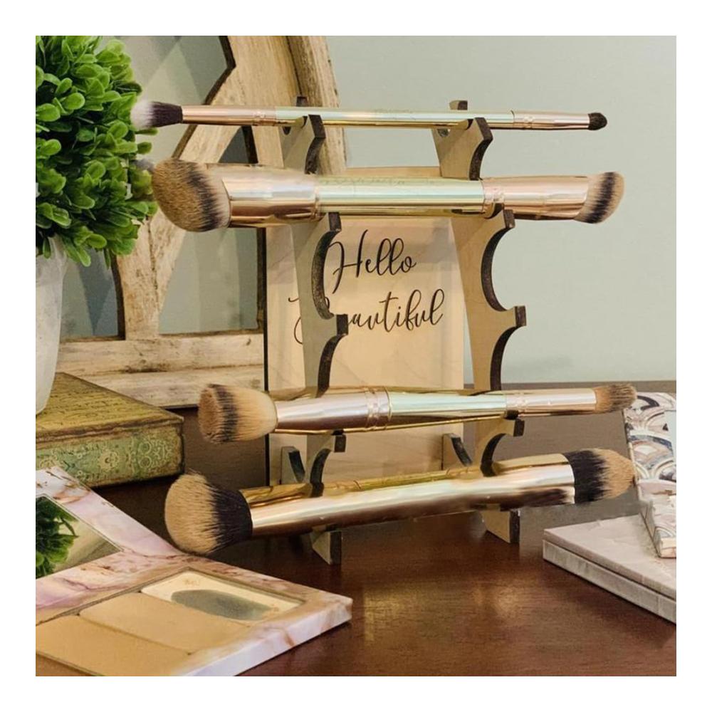 Organisieren Sie Ihre Make-up-Pinsel mit Stil! Vintage Holzregal für 2 Stück Desktop-Ständer & Display für Make-up-Zubehör - Ein Muss für Ihren Schminktisch