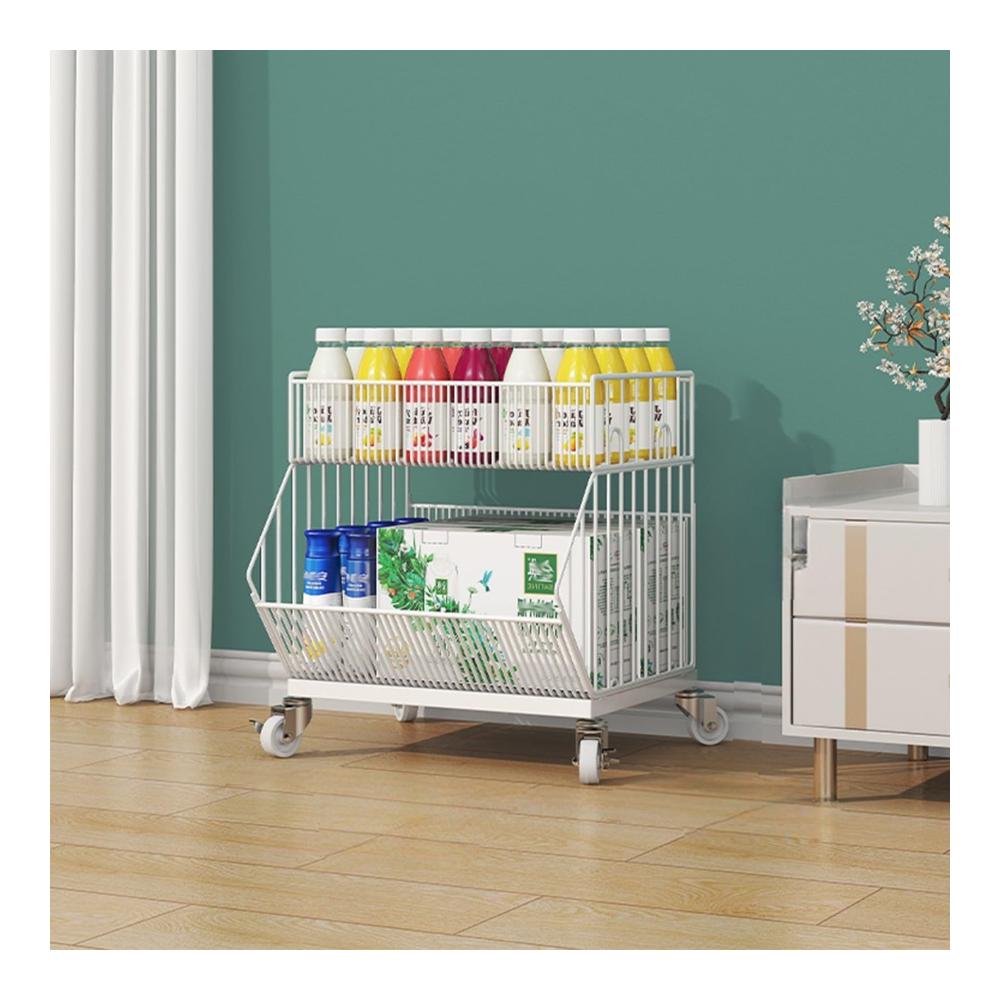 Optimale Küchenorganisation Stapelbares Supermarkt Snack-Regal mit 2/3/4/5 Drahtkörben & Rollen. Praktischer Organizer für Chips Obst Gemüse & Süßigkeiten. Perfekter Küchenzub