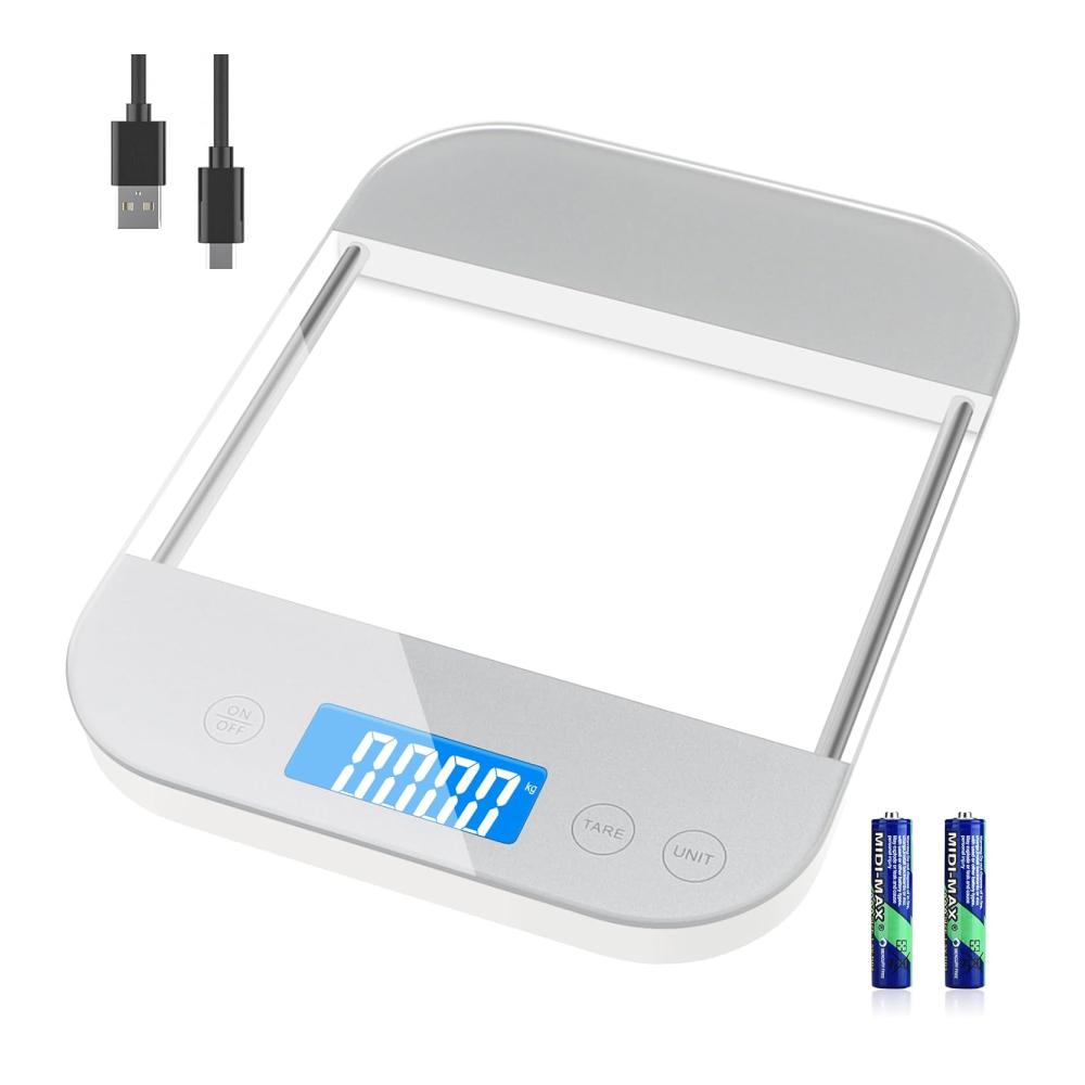 Digitale Küchenwaagen Präzise 15kg Haushaltswaage mit Wasserdichtem Glaspanel Sensor-Touch und Typ-C Aufladung. Inklusive Batterien für müheloses Backen und Kochen