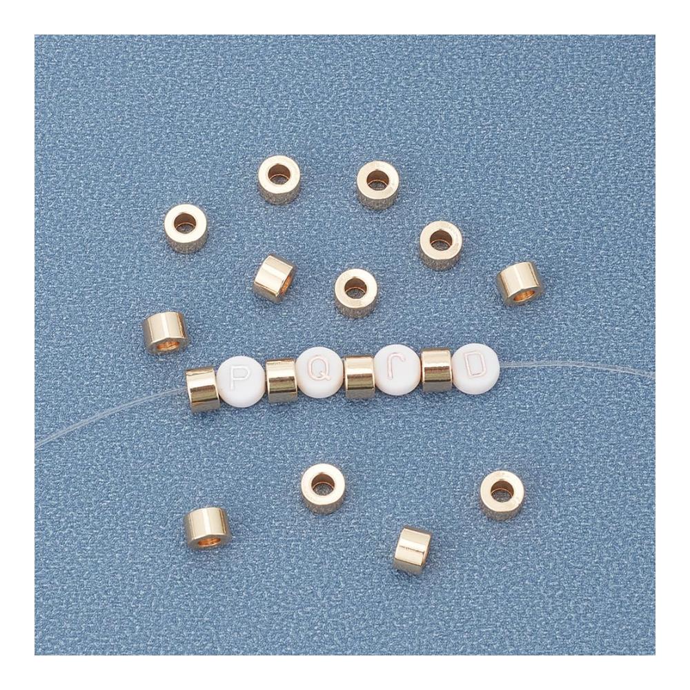 Arricraft 50 Stück Goldene Messing-Rondelle-Röhrenperlen | 3 mm Großes Loch | Metallperlen & Charms für Schmuckherstellung | Armband & Halskette Zubehör