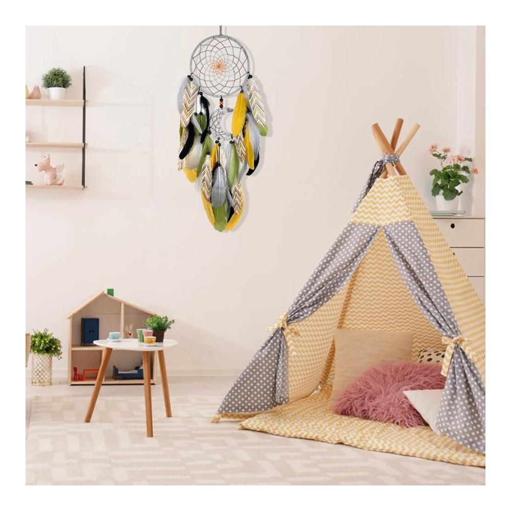 Handgefertigter Feder Traumfänger Wandtattoo - Mobiles Dreamcatcher Set für Schlafzimmerdekoration Hochzeitsfeiern & Geschenke - Kinderzimmer Ornament mit Stil