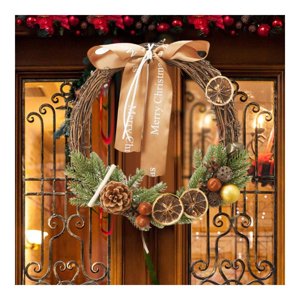 Entdecken Sie festliche Eleganz mit unseren realistischen PVC-Kränzen! Weihnachts-Wandbehang-Anhänger mit Ornamenten Schleife Beere Weihnachtsmann und Rentier. Künstlich gestaltet für Haustür Wand und Fenster. Verleihen Sie Ihrem Zuhause einen bezaubernden Charme! (F27