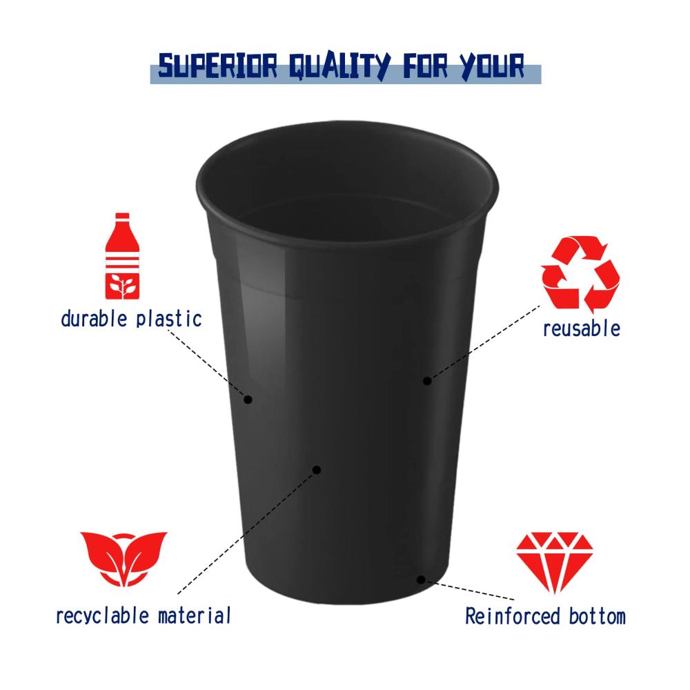 Ultimatives Bierpong-Set 22 wiederverwendbare Becher für Party-Spaß! Perfekt für Weihnachten Geburtstage & Hochzeiten. 473ml Schwarz-Rot Design