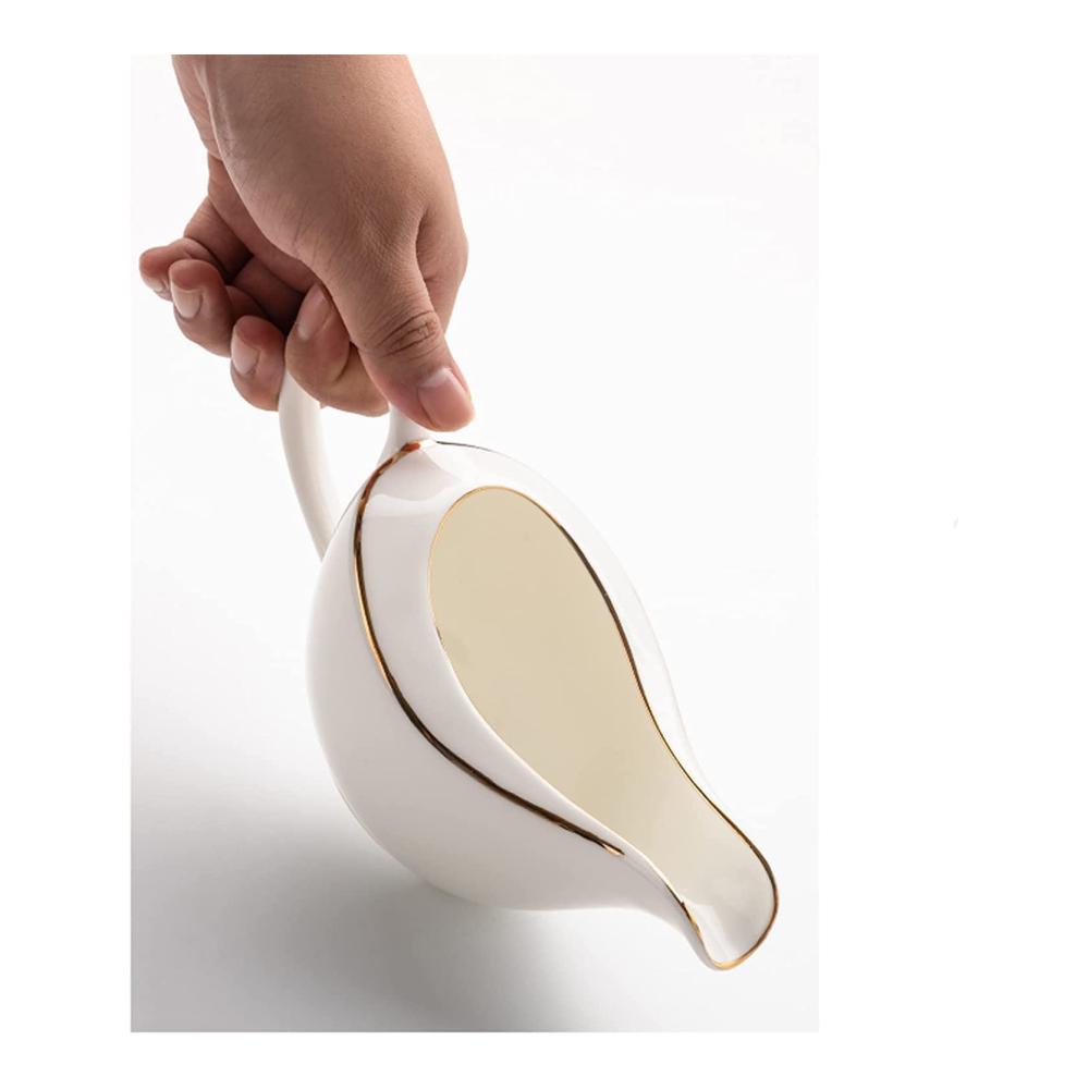 Elegante Keramik Sauciere Teekanne Phnom Penh Design | Porzellan Sauce Hopper für Ketchup Schwarzer Pfeffer | Thermo Sauciere für stilvolles Servieren