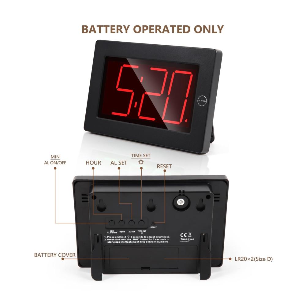 Erwecken Sie Ihre Morgen mit Stil – Timegyro Digitaler Wecker LED Wanduhr Batteriebetrieben 3-Zoll LED-Zeitanzeige für Wohnzimmer Schlafzimmer Schreibtisch & mehr