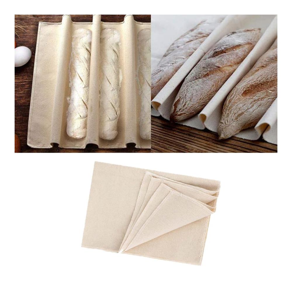 2er Set Gärkörbchen aus natürlichem Rattan mit Leinentuch für perfekte Brotteige | Bäckerzubehör für knuspriges Baguette Sauerteigbrot und mehr | Ideale Teigruhe und Fermentation in der Küche 75x45cm