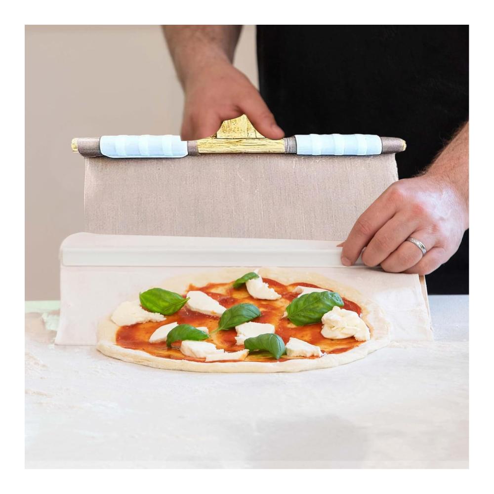 Erzielen Sie perfekte Pizzen Pizzasteine Pizzaschieber Set für Backofen und Grill | Holz-Pizzaschaufel | Ideal für knusprige Pizzen und Brote | 35x50 cm
