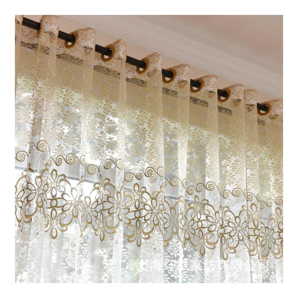 Entdecken Sie moderne Eleganz Schiebevorhänge Braun 160cm mit Blumenmuster. Transparentes Polyester für stilvolle Wohnzimmerfenster. 2er Set 137cm Breite