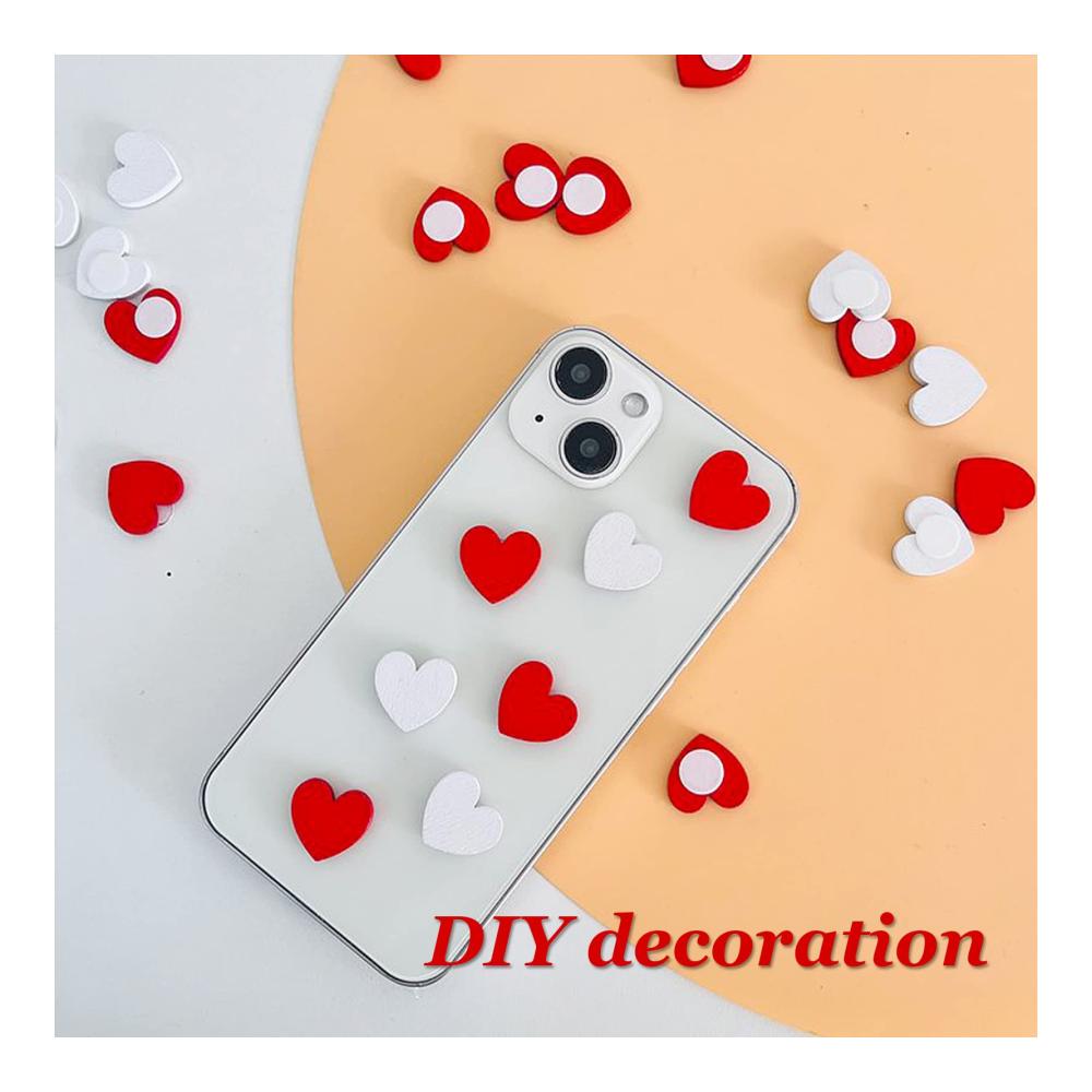 100 Stück Unbehandeltes Holz Mini Herz Aufkleber DIY Bastelset - Natürliche Holzherzen für Valentinstag Hochzeit & Party Deko