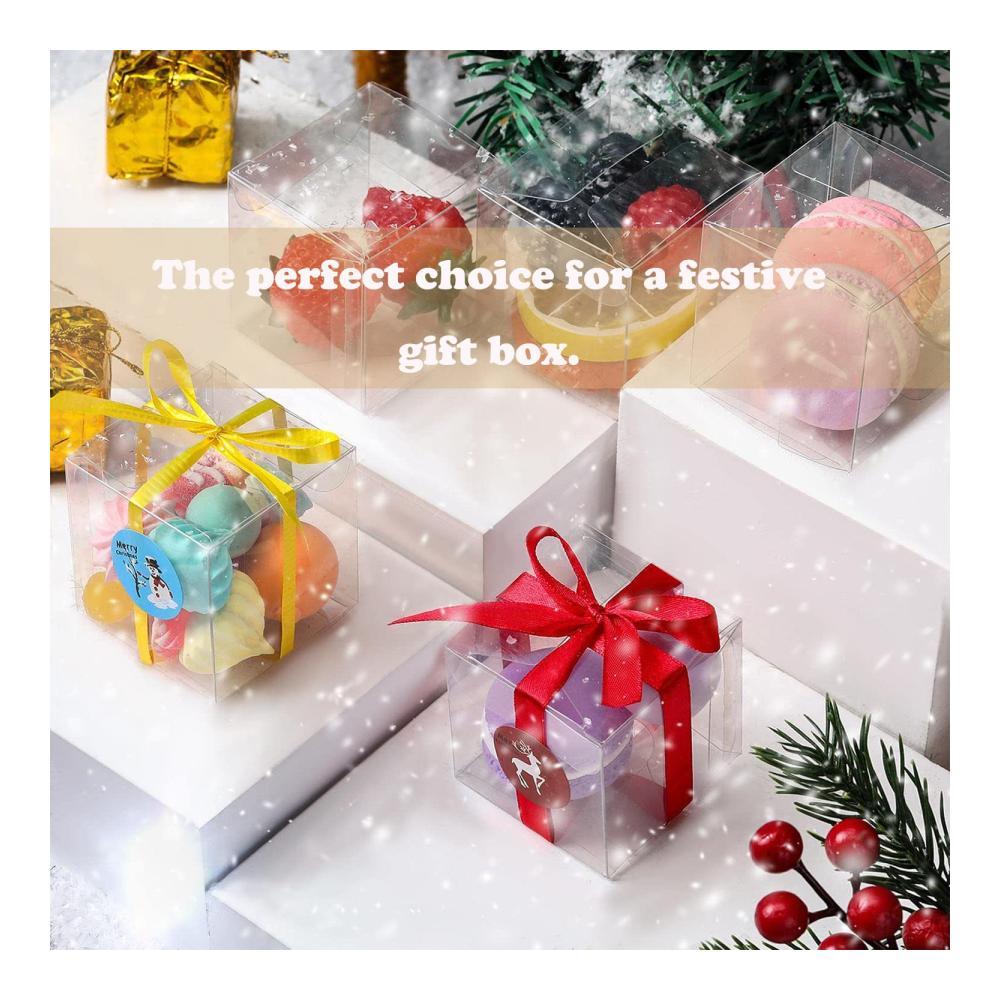 50 Stück Kleine Transparente Würfelboxen für Gastgeschenke - Ideal für Süßigkeiten und Schokolade - Perfekt für Partys und Veranstaltungen