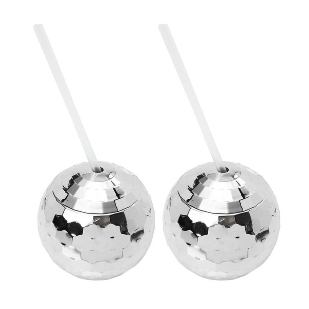 2 x Stilvolle Cocktailbecher mit Strohhalm | Party-Set für Nachtclubs & Bars | Inklusive Kugeln | Perfekt für Partys Diskotheken & Frauen | Hochwertige Bar