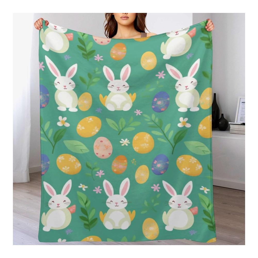 Kuschelige Wendedecke Ostern Muster 130 x 150 cm | Flauschige Flanell-Fleece Decke für Wohn- & Schlafzimmer | Warme TV- & Couchdecke | Trendiges Design für gemütliche Momente | Einheitsgröße