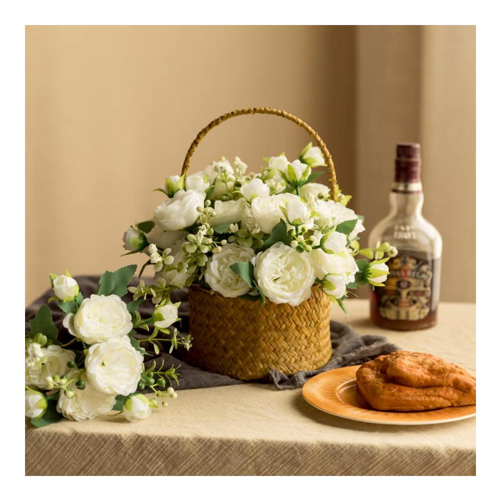 4 Bündel Pfingstrose Künstliche Blumen | Elegante Weiße Seidenpfingstrosen | Perfekt für Hochzeiten Partys & Heimdeko | Langlebige Blumensträuße & Tischaufsätze