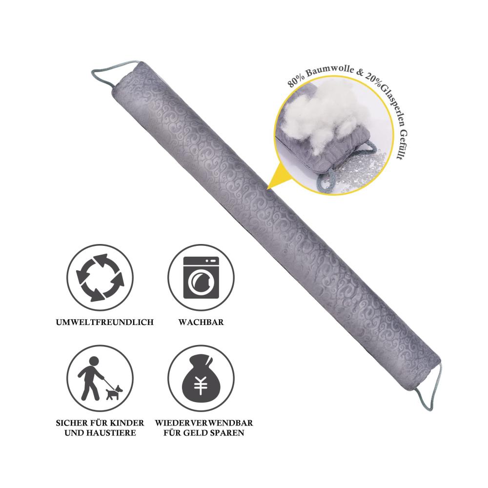 Premium Windstopper für stilvolle Wohnaccessoires & Deko - Extra schwere Türdichtung (97cm) für energieeffizientes Wohnen - Waschbar und leicht anwendbar - Insektenschutz und Lichtblockierung inklusive - Perfekter Zugluftstopper für Türen und Fenster - Mit 4 selbstklebenden Haken für einfache Montage - Grau um Türlücken von 0-10cm zuverlässig zu verschließen