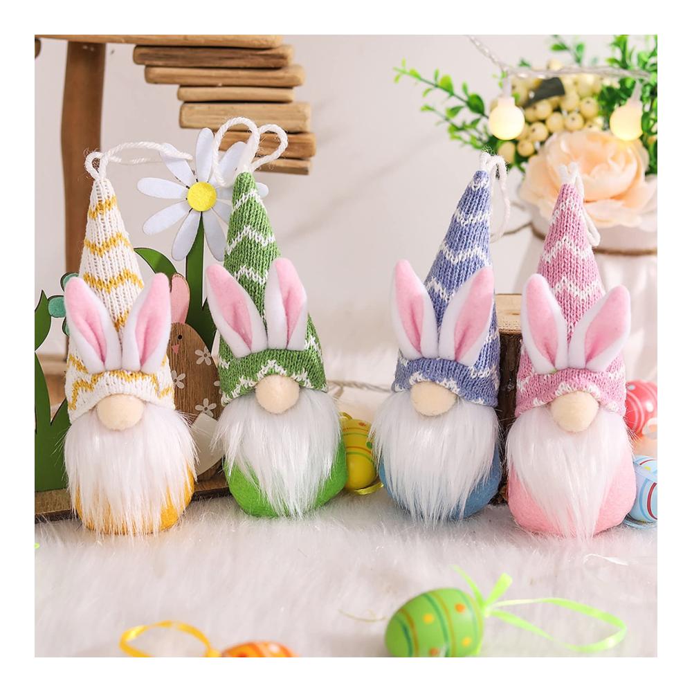 4er-Set Osterwichtel Frühlingsdeko Bunte Osterhase Gnom Figuren - Perfekte Geschenkidee für Familie & Kinder Plüsch Wichtel für Osterdek