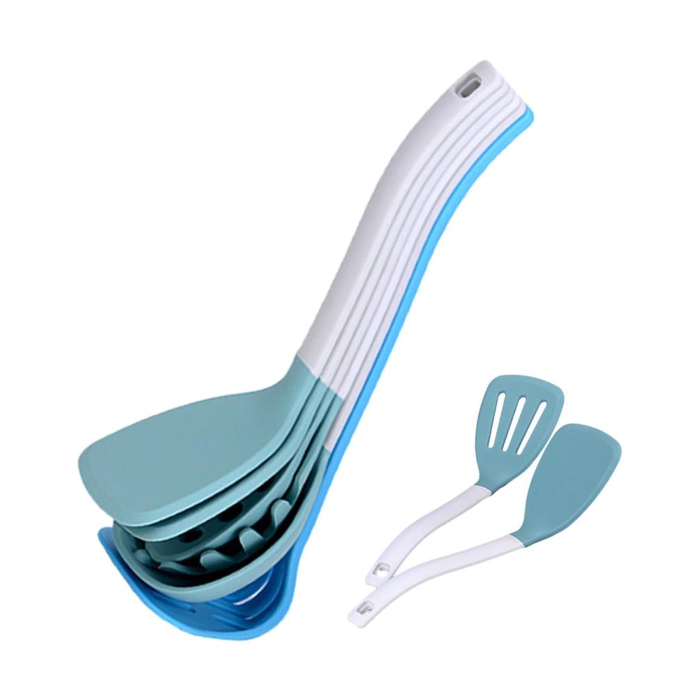 Lvtfco Pfannenwender Set 6-teilig | Silikonspatel Küchenset für Suppen Braten & Kochen von Nudeln | Hitzebeständige Kochutensilien zum einfachen Wenden & Servieren | Ergonomischer Griff