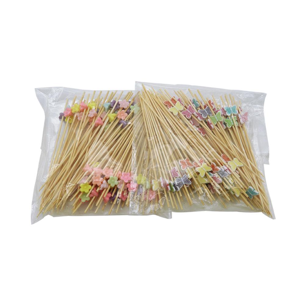 100 Stück Bambus Cocktailspieße 12cm Herz-Dekoration | Holz-Zahnstocher für Snacks Getränke Desserts & Gebäck | Einweg Obststäbchen für stilvolle Party Lebensmitteldekoration und Sandwiches