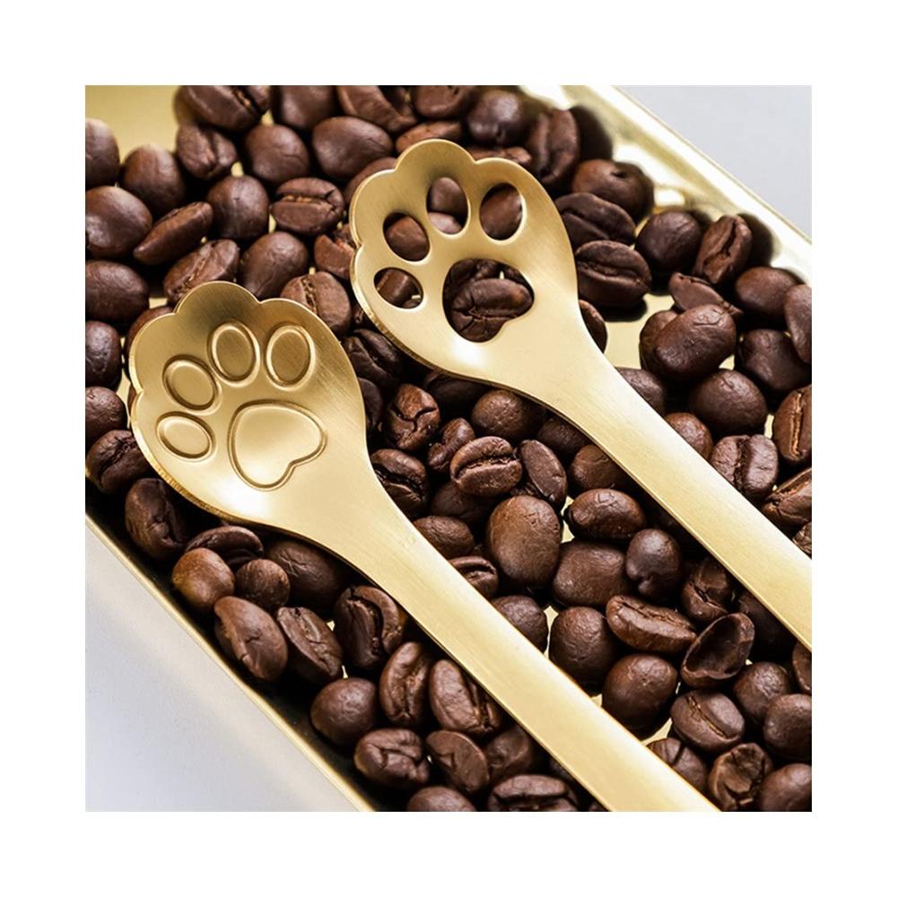 Besteckset Edelstahl Löffel Kreative Gold Hund Katze Pfote Klaue Hohl Rührer Löffel Tee Kaffee Dessert Löffel Nette Küchenwerkzeuge Besteckset für die Heimküche - Hochwertiges Roségold-Set inklusive Tiermotiven - Perfekt für Haustierliebhaber und stilvolle Tischdekoration