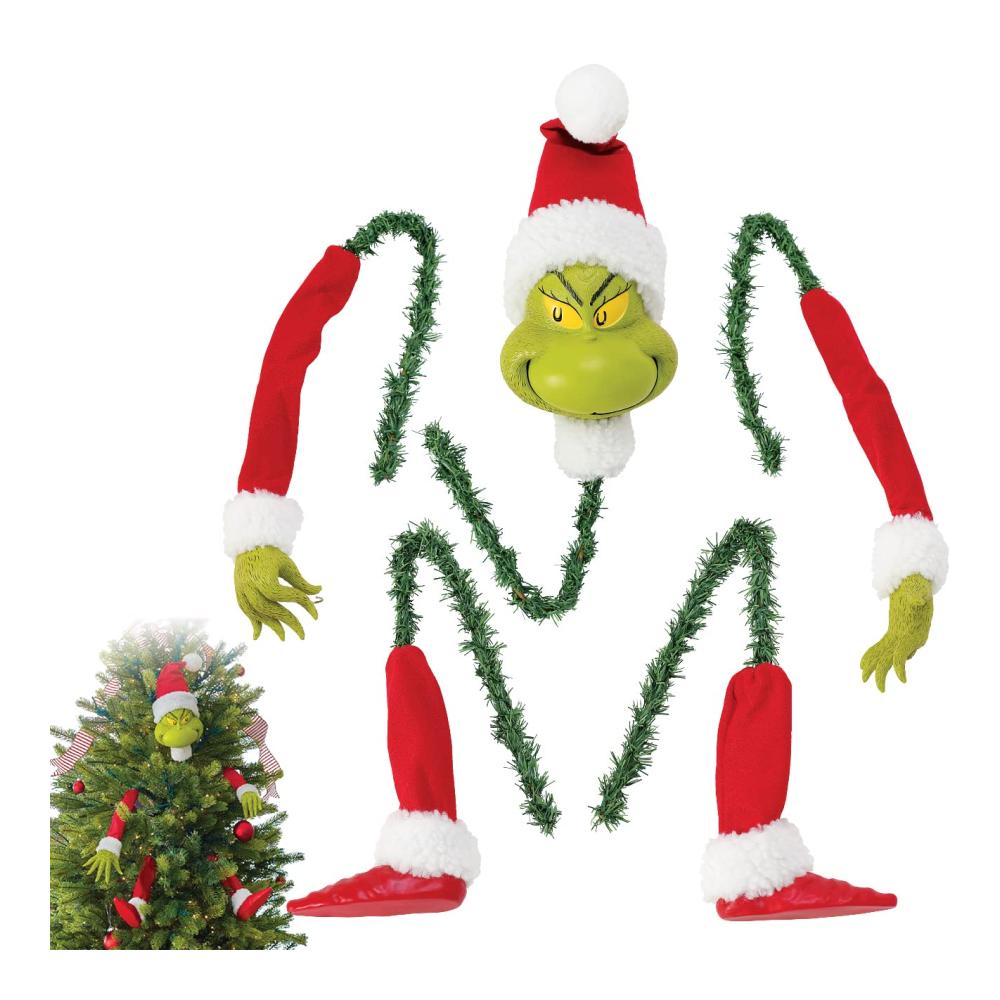 Verleihen Sie Ihrem Weihnachtsbaum mit Spitzen Grinch-Dekorationen einen einzigartigen Charme! Weiche grüne Grinch-Arme und -Kopf schmücken als Baumspitze - Liebevolles Plüschtier für festliche Freude. Perfekter Grinch-Weihnachtsbaum-Ornamenthalter und Topper