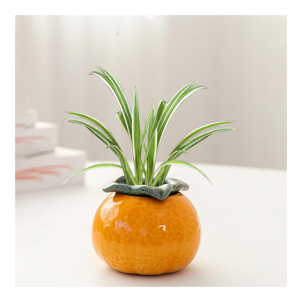 Dekorative Mini-Orangen-Vase - Lebensechte Keramik-Simulations-Obstvase für Blumen und Pflanzen - Niedliches Vasen-Design - Perfekt für Sukkulenten - Obst-Stil Dekoration - 10x8 4 cm
