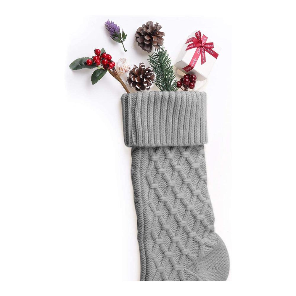 Klassische Nikolausstiefel im 3er-Pack Zopfstrick-Weihnachtsstrümpfe 356 cm groß perfekte Dekoration Geschenk-Set für fest