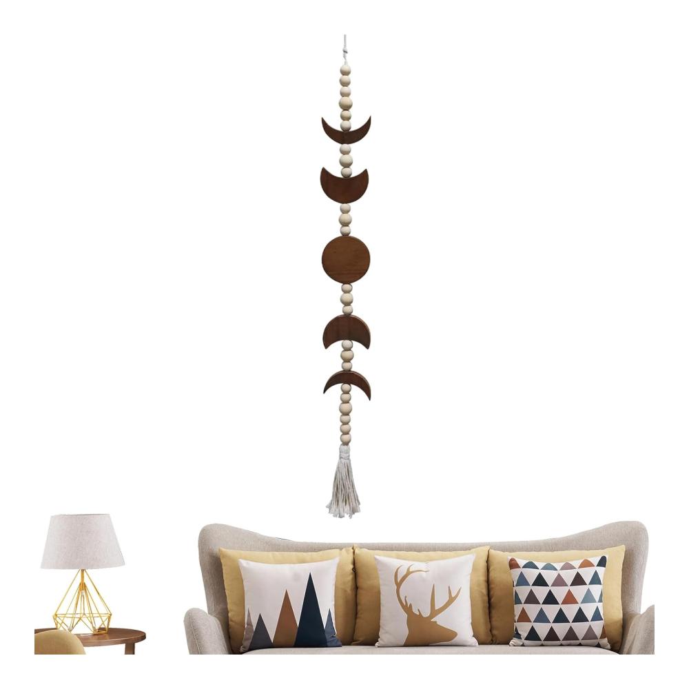 Boho-Mondphasen-Wandskulpturen Kreative Mondzyklus-Wandkunst aus Holz | Vertikale Mondgirlande für stilvolle Wohndekoration | Handgefertigte Boho-Wanddekoration für einzigartiges Ambiente von Caicaicai