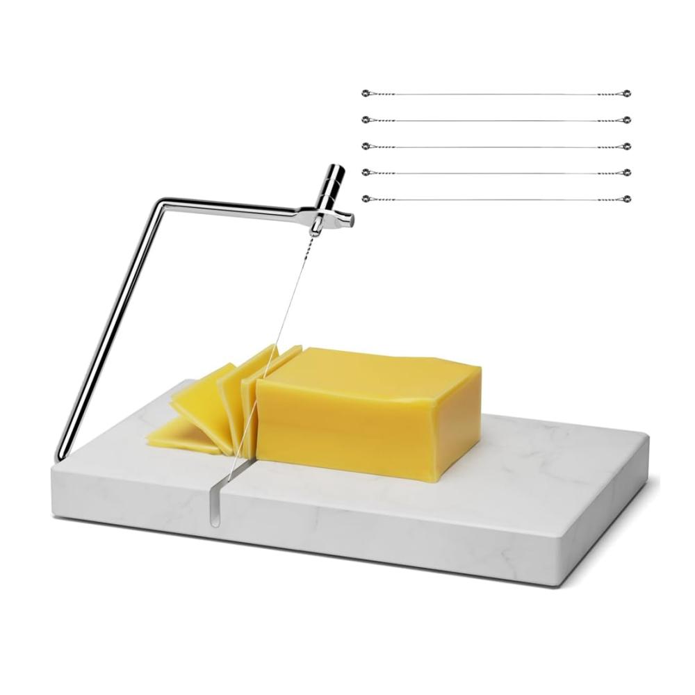 Premium Käsemesser Set - Käsehobel mit Marmorplatte & 5 Ersatzdrähten - Hochwertiger Käseschneider für Küchenprofis - Langlebiges Küchenwerkzeug für perfekte Käseschnitte