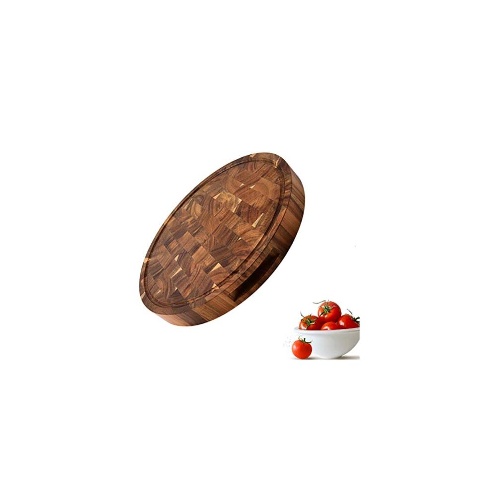 Hackbretter Premium Holz Schneidebretter Set für Profis und Hobbyköche - Dickes Metzgerblock Brett Runde Bretter für Fleisch & Gemüse - Nachhaltiges Hirnholz für optimales Sch