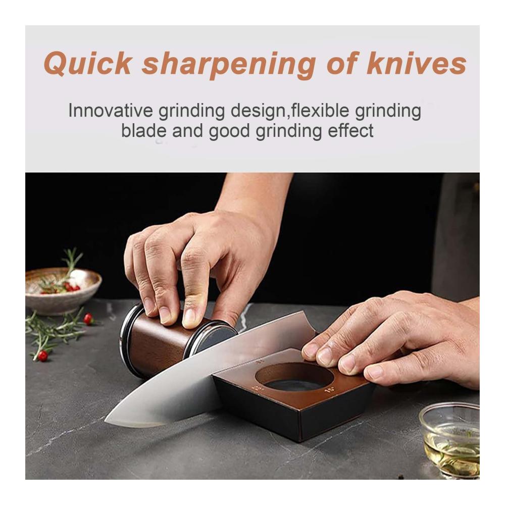 Manuelle Messerschärfer Rollschleifer 2024 | Multifunktions-Messerschleifer für 15–20 Grad | Küchenmesser & Kochmesser-Set | Professioneller Knife Sharpener | Braun