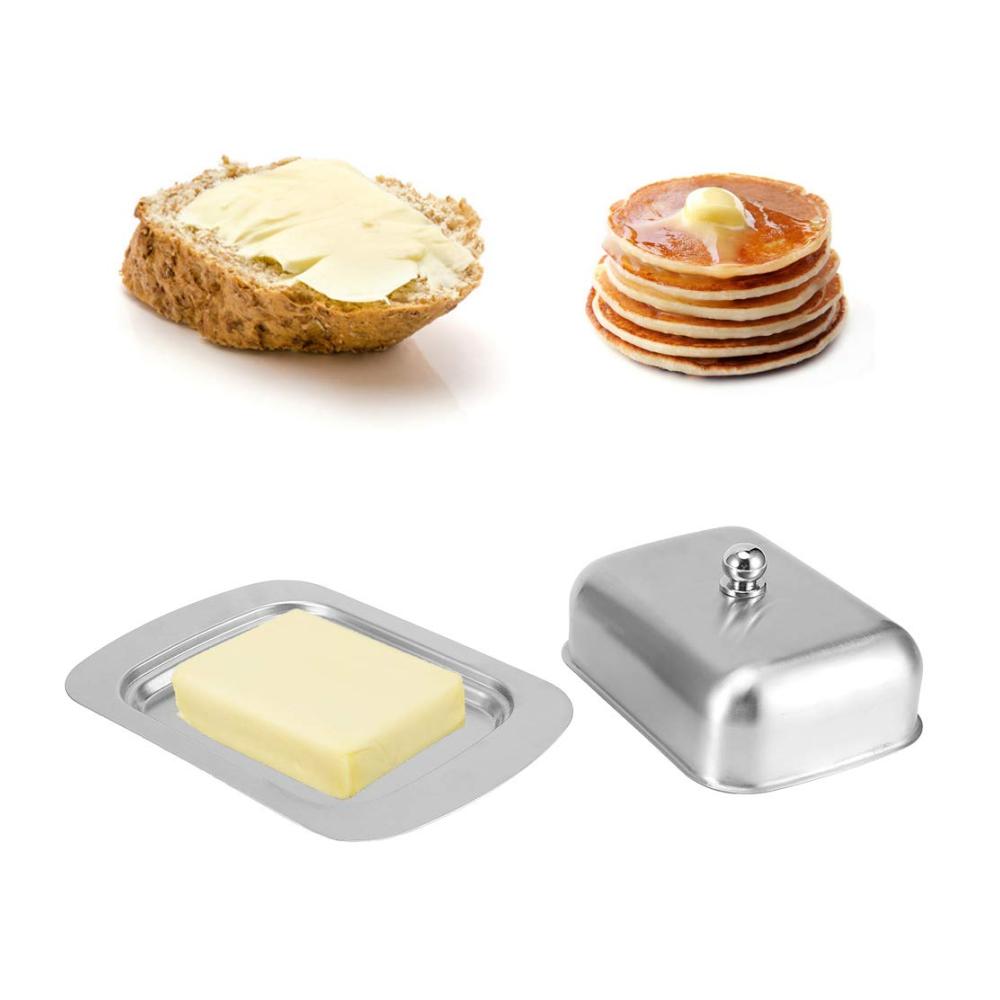 Entdecken Sie die Eleganz Doppelte Butterdose aus hochwertigem Edelstahl - Stilvoller Butterbehälter mit Deckel und Griff für optimale Frische. Praktische Metall-Butterdose für den täglichen Genuss