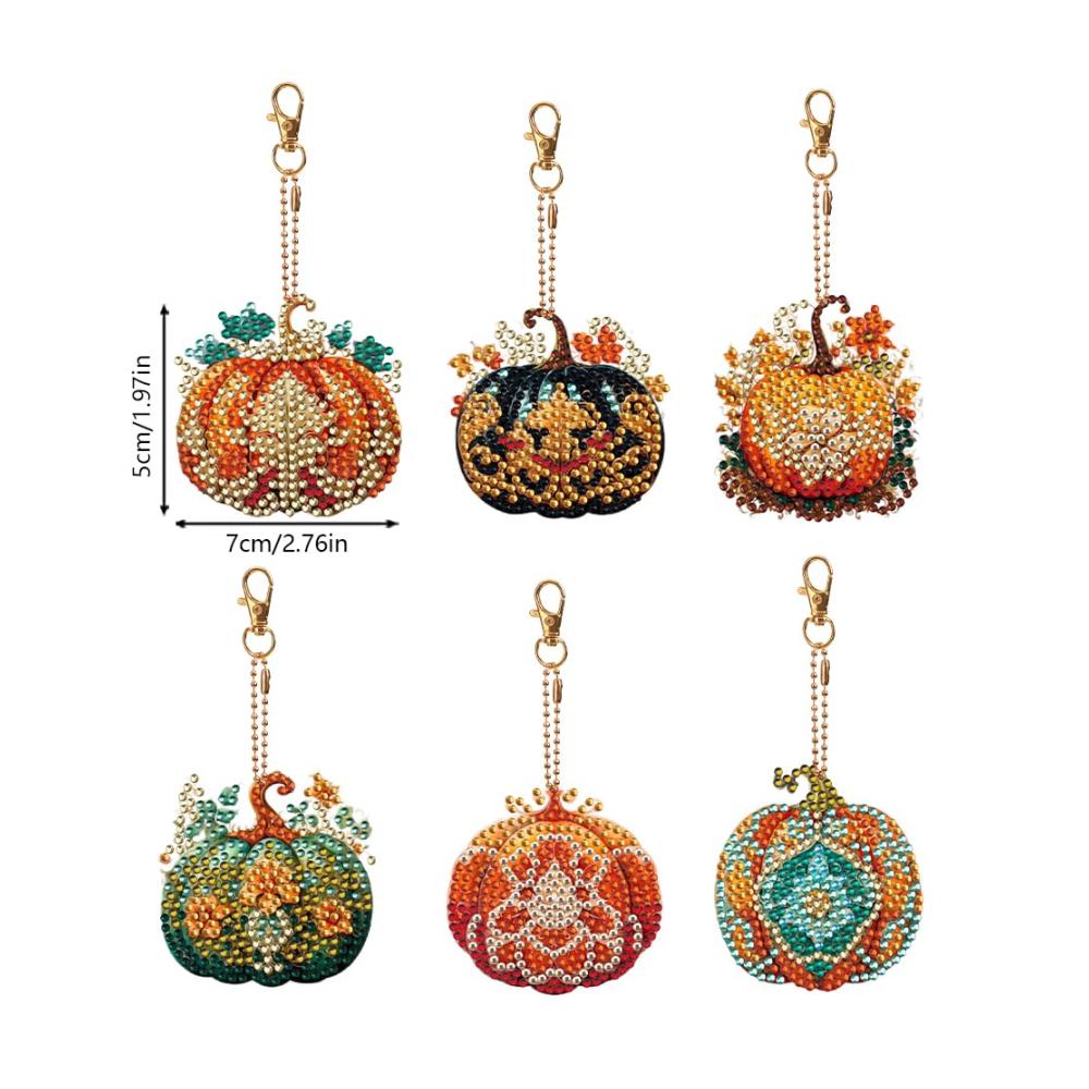 10-teiliges Diamant-Kunst-Schlüsselanhänger-Set in speziellen Formen – Doppelseitige Strass-Gemälde-Anhänger inklusive Kürbis- und Sonnen-Designs für einzigartige Diamant-Gemälde-Kunst-Erlebnisse