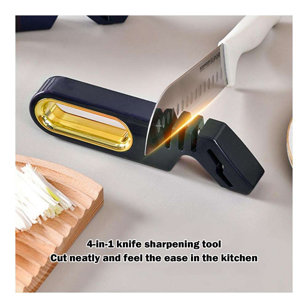 Manuelle Messerschärfer 4-Stufen-Küchenmesserzubehör für präzise Schärfe - inklusive Scheren. Ergonomisches Design für Profi-Ergebnisse