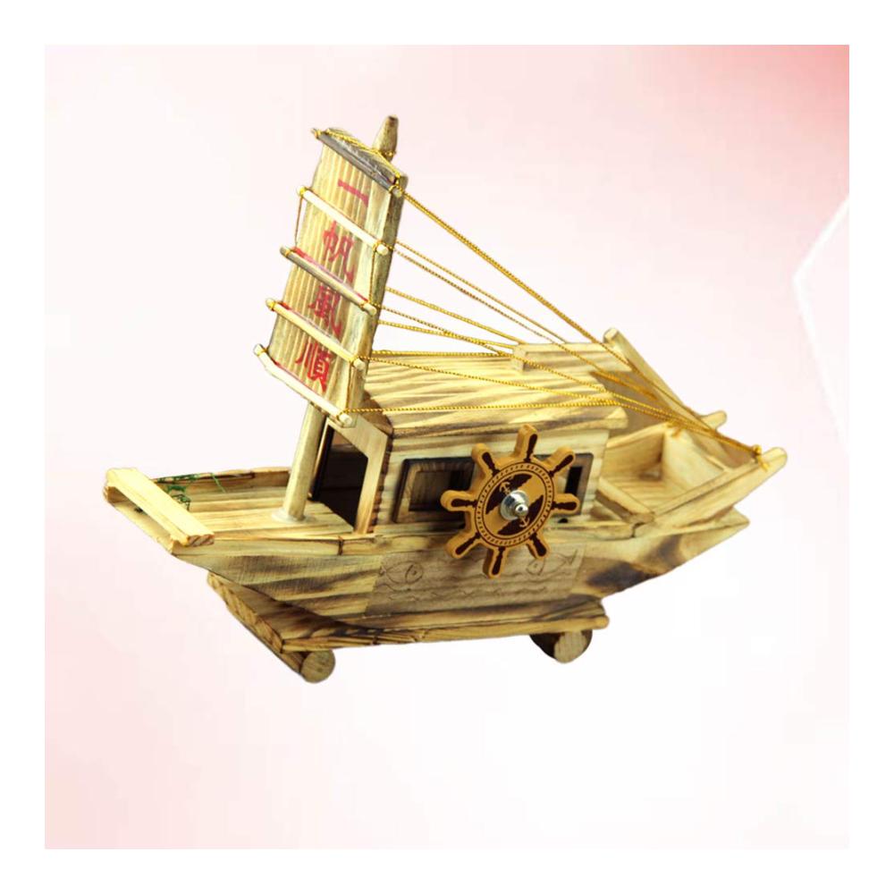 Entzückende Vintage-Spieluhr Dekorative Holz-Segelboot-Skulptur – Perfektes Geschenk für Heim und Büro! Sammeln Sie zeitlose Erinnerungsstück